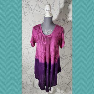 Papa Vancouver Pink Purple Ombre Floral Flowy Shift Dress